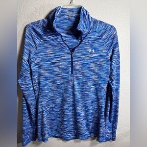 Under Armour Women’s Blue Space Dye Quarter Zip Pullover Athletic Top